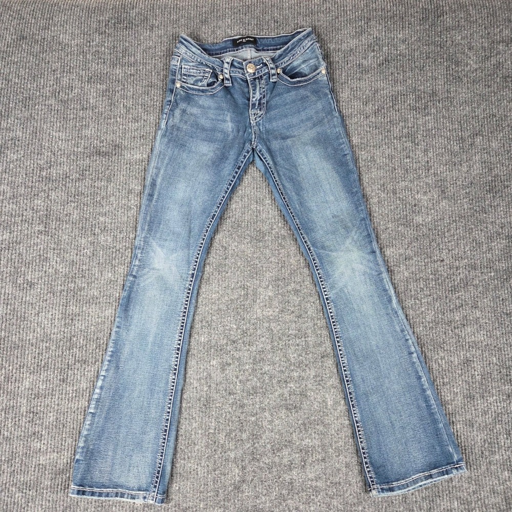 Fire & Rain Denim Women's Jeans Size‎ 5 Bootcut Embellished Pockets Blue